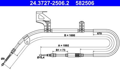 Cable Pull, parking brake ATE 24.3727-2506.2