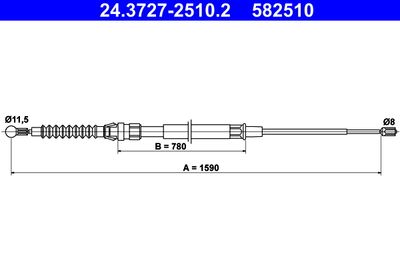 Cable Pull, parking brake ATE 24.3727-2510.2