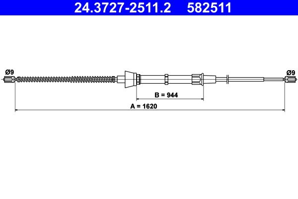 ATE 24.3727-2511.2 Cable Pull, parking brake