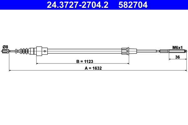 ATE 24.3727-2704.2 Cable Pull, parking brake
