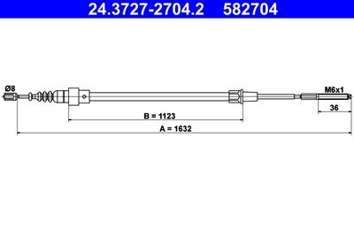 Cable Pull, parking brake ATE 24.3727-2704.2