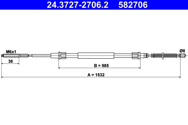 ATE 24.3727-2706.2 Cable Pull, parking brake