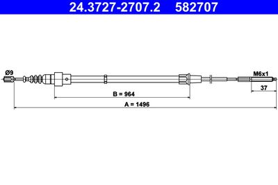 Cable Pull, parking brake ATE 24.3727-2707.2