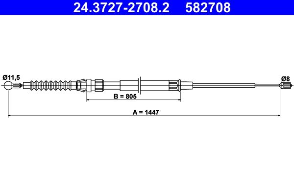ATE 24.3727-2708.2 Cable Pull, parking brake