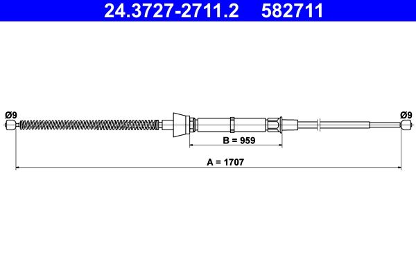 ATE 24.3727-2711.2 Cable Pull, parking brake