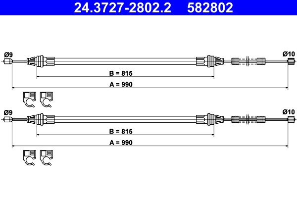 ATE 24.3727-2802.2 Cable Pull, parking brake