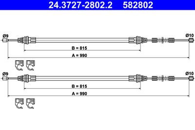 Cable Pull, parking brake ATE 24.3727-2802.2