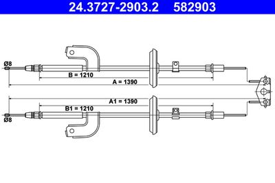 Cable Pull, parking brake ATE 24.3727-2903.2