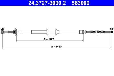 Cable Pull, parking brake ATE 24.3727-3000.2