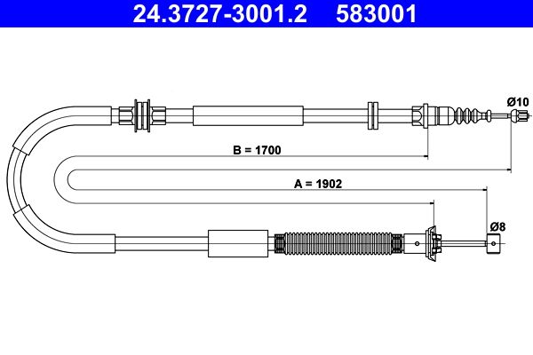 ATE 24.3727-3001.2 Cable Pull, parking brake