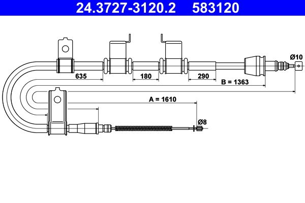 ATE 24.3727-3120.2 Cable Pull, parking brake