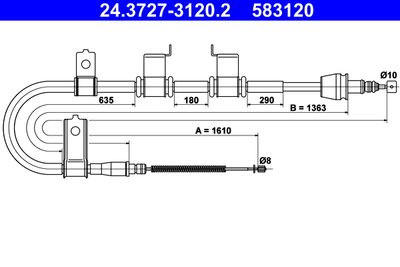 Cable Pull, parking brake ATE 24.3727-3120.2