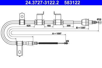 Cable Pull, parking brake ATE 24.3727-3122.2