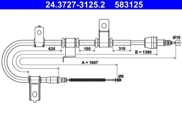 ATE 24.3727-3125.2 Cable Pull, parking brake