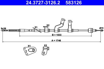 Cable Pull, parking brake ATE 24.3727-3126.2