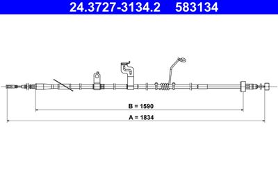 Cable Pull, parking brake ATE 24.3727-3134.2