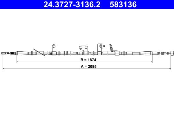 ATE 24.3727-3136.2 Cable Pull, parking brake