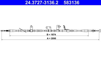 Cable Pull, parking brake ATE 24.3727-3136.2