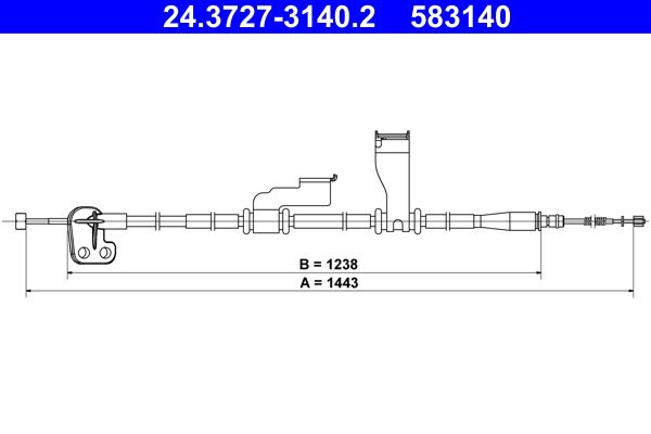 ATE 24.3727-3140.2 Cable Pull, parking brake