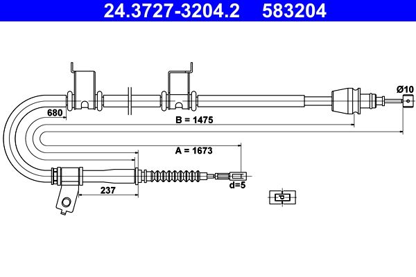 ATE 24.3727-3204.2 Cable Pull, parking brake