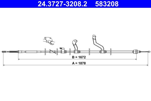 ATE 24.3727-3208.2 Cable Pull, parking brake