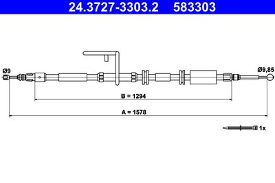 Cable Pull, parking brake ATE 24.3727-3303.2