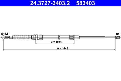 Cable Pull, parking brake ATE 24.3727-3403.2