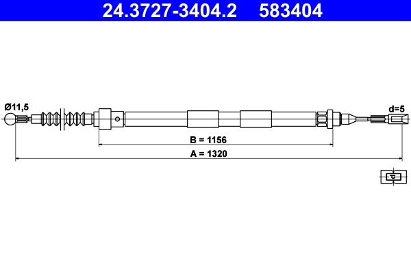 ATE 24.3727-3404.2 Cable Pull, parking brake