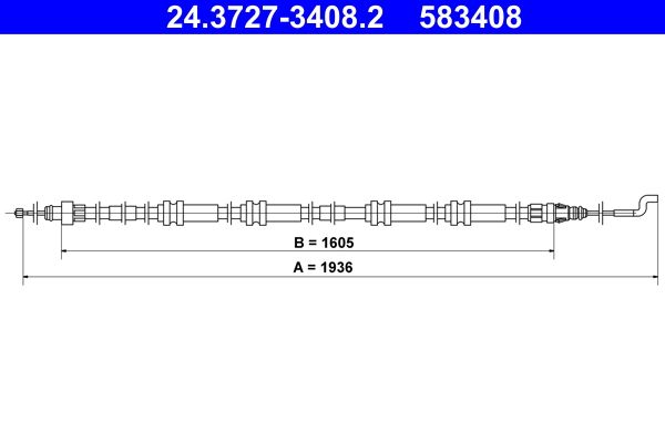 ATE 24.3727-3408.2 Cable Pull, parking brake