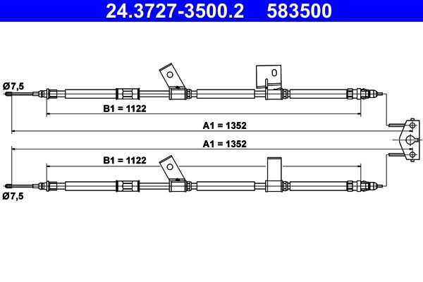 ATE 24.3727-3500.2 Cable Pull, parking brake