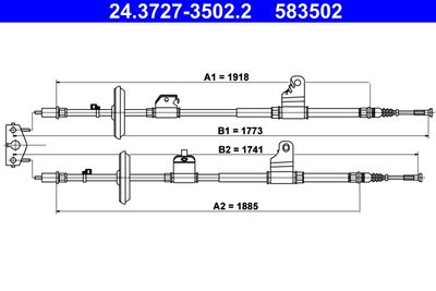 Cable Pull, parking brake ATE 24.3727-3502.2