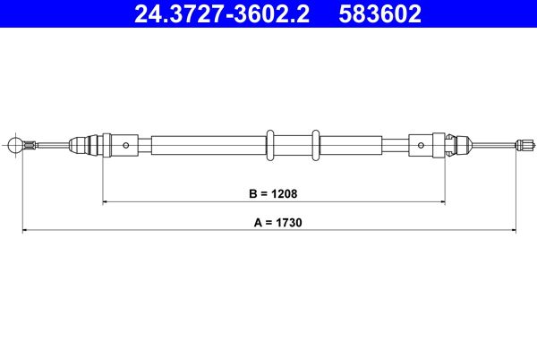 ATE 24.3727-3602.2 Cable Pull, parking brake