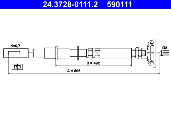 ATE 24.3728-0111.2 Cable Pull, clutch control
