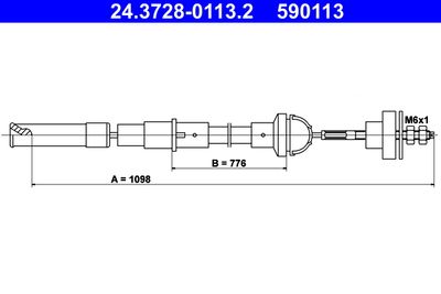 Cable Pull, clutch control ATE 24.3728-0113.2