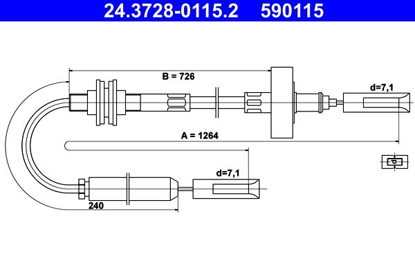 ATE 24.3728-0115.2 Cable Pull, clutch control