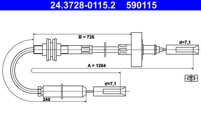 Cable Pull, clutch control ATE 24.3728-0115.2