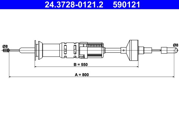 ATE 24.3728-0121.2 Cable Pull, clutch control