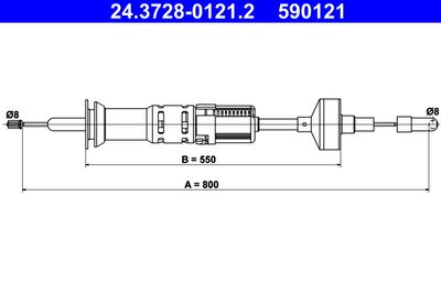 Cable Pull, clutch control ATE 24.3728-0121.2