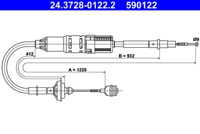 Cable Pull, clutch control ATE 24.3728-0122.2