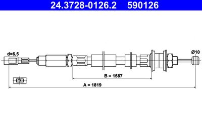 Cable Pull, clutch control ATE 24.3728-0126.2