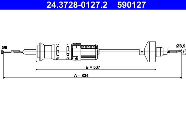 ATE 24.3728-0127.2 Cable Pull, clutch control