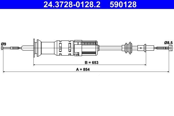 ATE 24.3728-0128.2 Cable Pull, clutch control