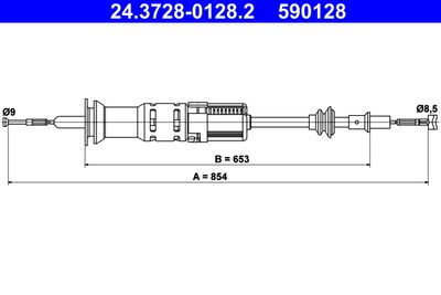 Cable Pull, clutch control ATE 24.3728-0128.2
