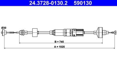 Cable Pull, clutch control ATE 24.3728-0130.2