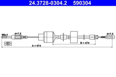 Cable Pull, clutch control ATE 24.3728-0304.2