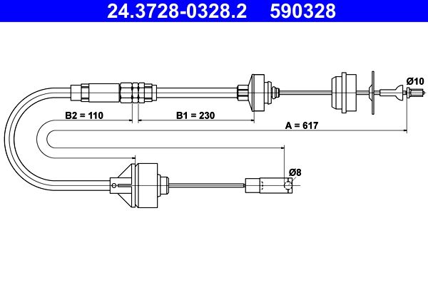 ATE 24.3728-0328.2 Cable Pull, clutch control