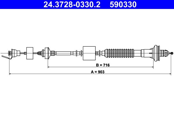 ATE 24.3728-0330.2 Cable Pull, clutch control
