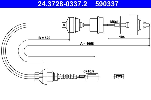 ATE 24.3728-0337.2 Cable Pull, clutch control