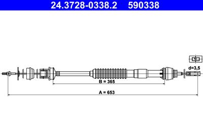 Cable Pull, clutch control ATE 24.3728-0338.2