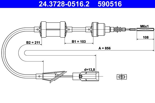 ATE 24.3728-0516.2 Cable Pull, clutch control